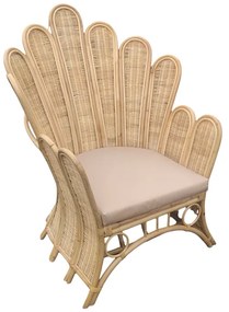 Πολυθρόνα Fragia Inart με μπεζ μαξιλάρι-φυσικό rattan 103x90x120εκ