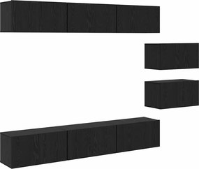 vidaXL Σετ επίπλου τηλεόρασης 8 pcs Μαύρη Οξυά Επεξεργασμένο Ξύλο