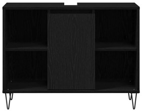 vidaXL Ντουλάπι Μπάνιου Μαύρη δρυς 80 x 33 x 60 εκ Επεξεργασμένο ξύλο