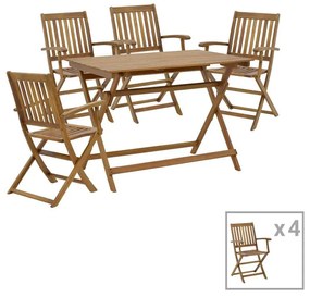 Joter-Jaybo dining table set of 5 folding natural solid acacia wood 100x65x72cm 100x65x72 εκ.