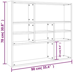 vidaXL Ραφιέρα Τοίχου Sonoma Δρυς 90 x 16 x 78 εκ. από Επεξ. Ξύλο