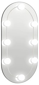 Καθρέφτης με Φώτα LED 60x30 εκ. Γυαλί Οβάλ - Ασήμι
