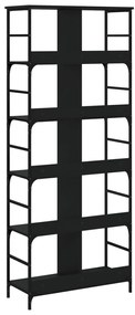 vidaXL Βιβλιοθήκη Μαύρη 78,5x33x188,5 εκ. από Επεξεργασμένο Ξύλο