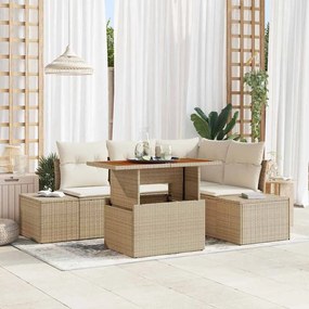 vidaXL Σετ Καναπέ Κήπου με μαξιλάρι 5 pcs Μπεζ, Κρέμα 100 x 55 x 73 εκ