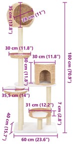 vidaXL Γατόδεντρο από Seagrass με Στύλο Ξυσίματος από Σχοινί Σιζάλ
