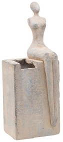 Artekko Cement Γκρι Διακοσμητικό Κασπώ με Γυναικεία Φιγούρα από Μαγνήσιο (15x13x40)cm Artekko D77593-DS