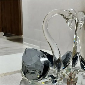 Stewehome Σετ 2 τεμαχίων γυάλινων κύκνων με καρδιά μοντέρνου στιλ 7x10 cm