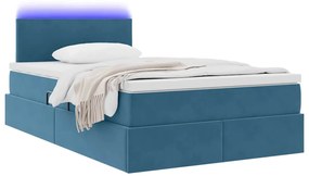 vidaXL Κρεβάτι με αποθηκευτικό χώρο και LED Σκούρο Μπλε 120 x 200 cm