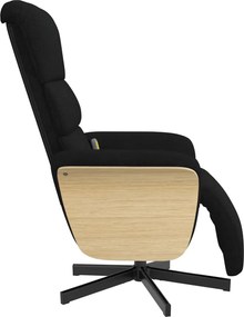 vidaXL Πολυθρόνα Μασάζ Ανακλινόμενη με Υποπόδιο Μαύρη Υφασμάτινη