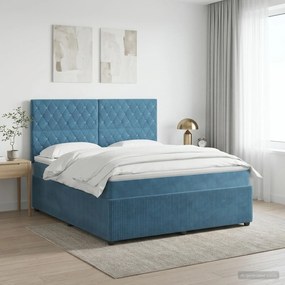 vidaXL Κρεβάτι box spring με στρώμα Μπλε 180 x 200 cm Βελούδο