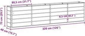 vidaXL Γλάστρα Ανθρακί 320 x 40 x 75 εκ. Ατσάλι