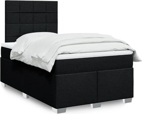 vidaXL Κρεβάτι Boxspring με Στρώμα Μαύρο 120x190 εκ. Υφασμάτινο