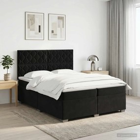 vidaXL Κρεβάτι box spring με στρώμα Μαύρο 200 x 200 cm Βελούδο