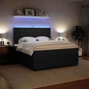 vidaXL Κρεβάτι Boxspring με Στρώμα Μαύρο 180x200 εκ. Βελούδινο