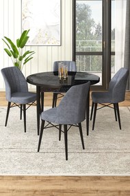 Dining Table &amp; Chairs Set (5 Pieces) Rox - Black Marble, Fume Black Marble
Fume