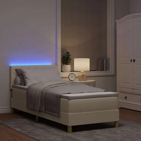 vidaXL LED Κρεβάτι με βάθρο με κεφαλάρι Κρεμ 80 x 200 cm ύφασμα