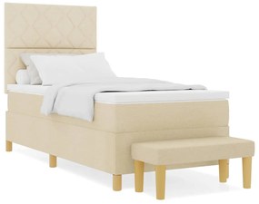 vidaXL Κρεβάτι με ελατήρια με στρώμα Κρεμ 90 x 190 cm ύφασμα