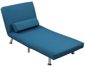 HOMCOM Πολυθρόνα-κρεβάτι, αναδιπλούμενη πολυθρόνα Relax με όψη λινό, Ρυθμιζόμενη πλάτη, 75 x 70 x 75 cm, Μπλε