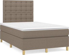 vidaXL Κρεβάτι Boxspring με Στρώμα &amp; LED Taupe 120x190 εκ. Υφασμάτινο