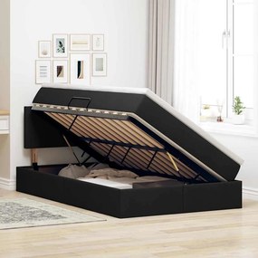 vidaXL LED Κρεβάτι αποθήκευσης με στρώμα Μαύρο 120 x 200 cm Ύφασμα