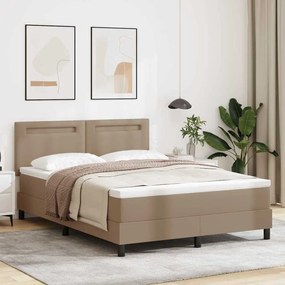 vidaXL Κρεβάτι Box Spring με στρώμα σε καφέ - 140x190 εκ, από μοκέτα.