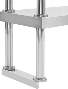 vidaXL Ράφι Επιτραπέζιο για Πάγκο Διώροφο 120x30x65 εκ. Ανοξ. Ατσάλι