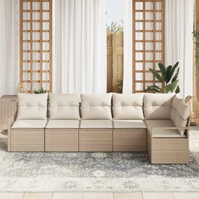 vidaXL Λίστα με 6 τεμάχια σετ κήπου, καναπές με μαξιλάρια σε μπεζ χρώμα