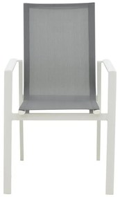 Καρέκλα - Πολυθρόνα κήπου Dashiell αλουμίνιο λευκό textilene γκρι 71x58x94 εκ. 71x58x94 εκ.