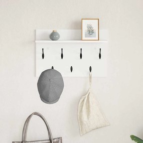 vidaXL Τοίχου Κρεμάστρα Λευκό 60 x 40 x 12 cm Επεξεργασμένο ξύλο