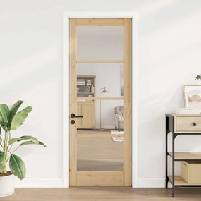 vidaXL Εσωτερική Πόρτα με Γυαλί Καφέ 78 x 211 εκ