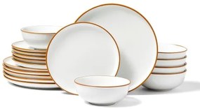 VEVOR 18 PCS Dinnerware Set Ceramic Plates and Bowls Sets Service for 6 White