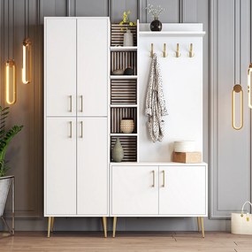 Έπιπλο Εισόδου Λευκό / Χρυσό VIYANA 150x35x202