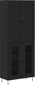 vidaXL Highboard 2 pcs Μαύρη Οξυά Μηχανική ξυλεία και γυαλί