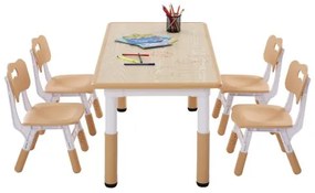 VEVOR Kids Table and 4 Chairs Set Height Adjustable Kids Craft and Play Table