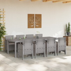 vidaXL Σετ Τραπεζαρίας 9 Τεμαχίων με Μαξιλάρια Λευκό Πολυ Ρατάν