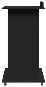 vidaXL Αναλόγιο με Ροδάκια &amp; Συρτάρι Μαύρο 55x55x107 εκ. Επεξ. Ξύλο