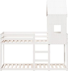 vidaXL Κουκέτα με Οροφή Λευκό 80x200 εκ. από Μασίφ Ξύλο Πεύκου