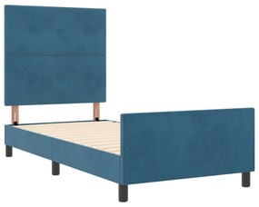 vidaXL Κρεβάτι Σκελετός Σκούρο Μπλε 90x200 εκ. Βελούδο