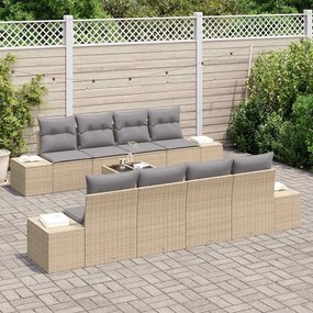 vidaXL Σετ Καναπέ Κήπου 8 pcs Μπεζ και Γκρι συνθετικό ρατάν