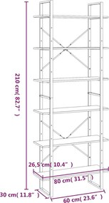 vidaXL Ραφιέρα Γκρι Sonoma 80x30x210 εκ. από Επεξεργασμένο Ξύλο