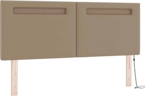 vidaXL Κρεβάτι με ελατήρια Καπουτσίνο 140 x 200 cm Τεχνητό δέρμα