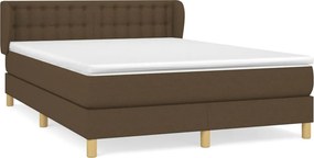 vidaXL Κρεβάτι Boxspring με Στρώμα Σκούρο Καφέ 140x200 εκ Υφασμάτινο