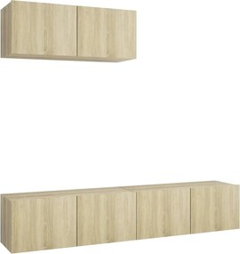 vidaXL Έπιπλα Τηλεόρασης 3 τεμ. Sonoma Δρυς από Επεξ. Ξύλο