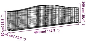 Συρματοκιβώτιο Τοξωτό 400x30x80/100 εκ. από Γαλβανισμένο Χάλυβα - Ασήμι