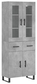 vidaXL Ντουλάπι Γκρι Σκυροδέματος 69,5x34x180 εκ. Επεξεργασμένο Ξύλο