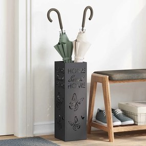 vidaXL Σχέδιο & βάση αποθήκευσης Μαύρο 15.5 x 15.5 x 49 εκ Ατσάλι