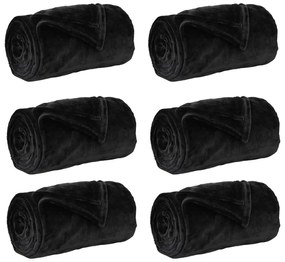 vidaXL Ριχτάρια 6 pcs Μαύρο 130 x 150 cm Μαλλί