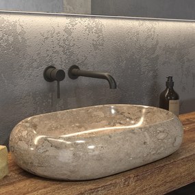 Karag Donat Νιπτήρας επικαθήμενος πέτρινος Cream 60x40x12cm