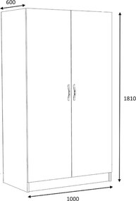 Ντουλάπα ρούχων Victoria Megapap δίφυλλη χρώμα λευκό 100x60x181εκ.