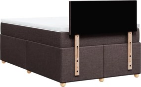 vidaXL Κρεβάτι Boxspring με Στρώμα Σκούρο Καφέ 120x190 εκ Υφασμάτινο
